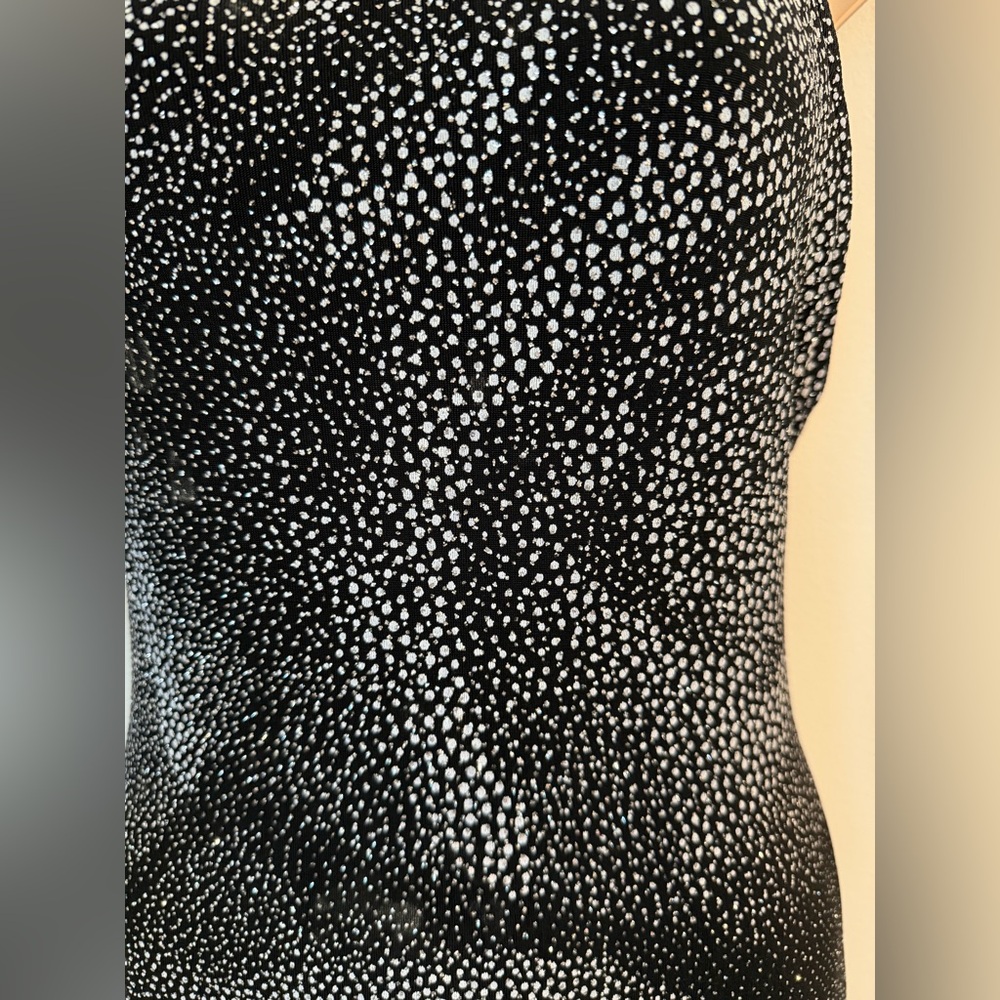 CACHE Vintage Black Floral Sparkle Acetate/Spandex Open Back Slinky Glitter M - Picture 2 of 9